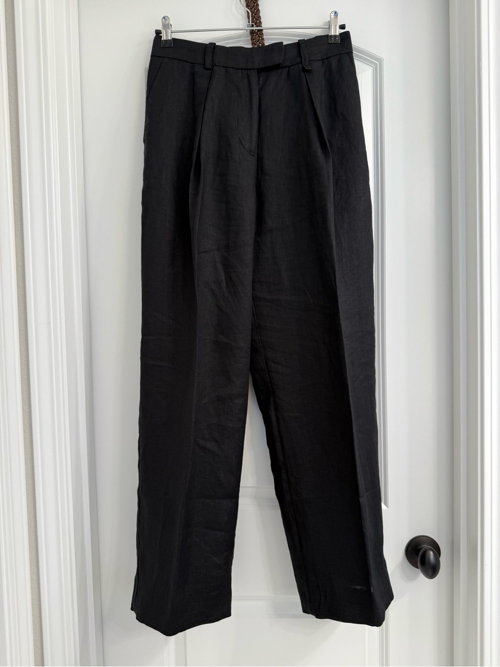 Arket Women’s Black Linen Pleated Dress Trousers